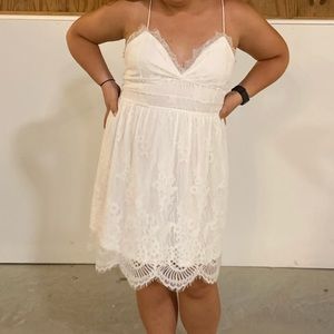 White short lace dress